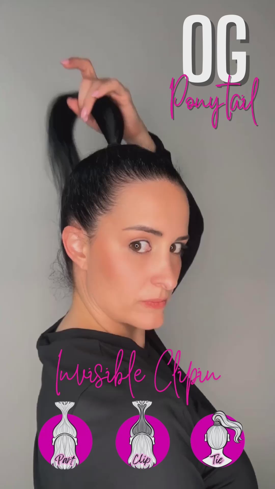 Load video: The invisible clipin ponytail, No wrap around!